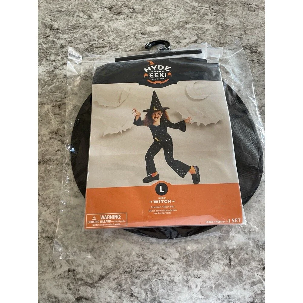 Hyde And Eek Kids Witch Halloween Costume Large  L 10-12 With Hat New In Package